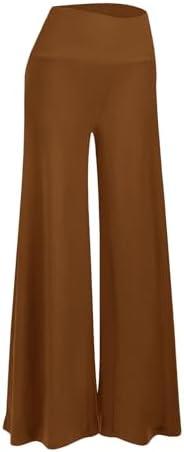 Arolina Women's Stretchy Wide Leg Palazzo Lounge Pants Casual Comfy High Waist Palazzo Pants, XXL, Brown 