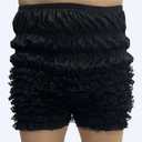 Women's Boxer Bloomers Ruffled Lace Panties Tanga Dance Bloomers Sissy Pettipants Frilly BoyShorts Underwear Bottoms (Black) Small