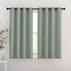 NICETOWN Blackout Curtains 54 inch Length for Bedroom - Grommet Thermal Insulated Solid Window Treatments Room Darkening Drapes for Kids Room/Laundry, Sage Green, W46 x L54, Set of 2