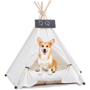 Pet Teepee with Cushion for Dogs and Cats Puppies House with Bed Pet Tent Bed Indoor Outdoor (Modern)