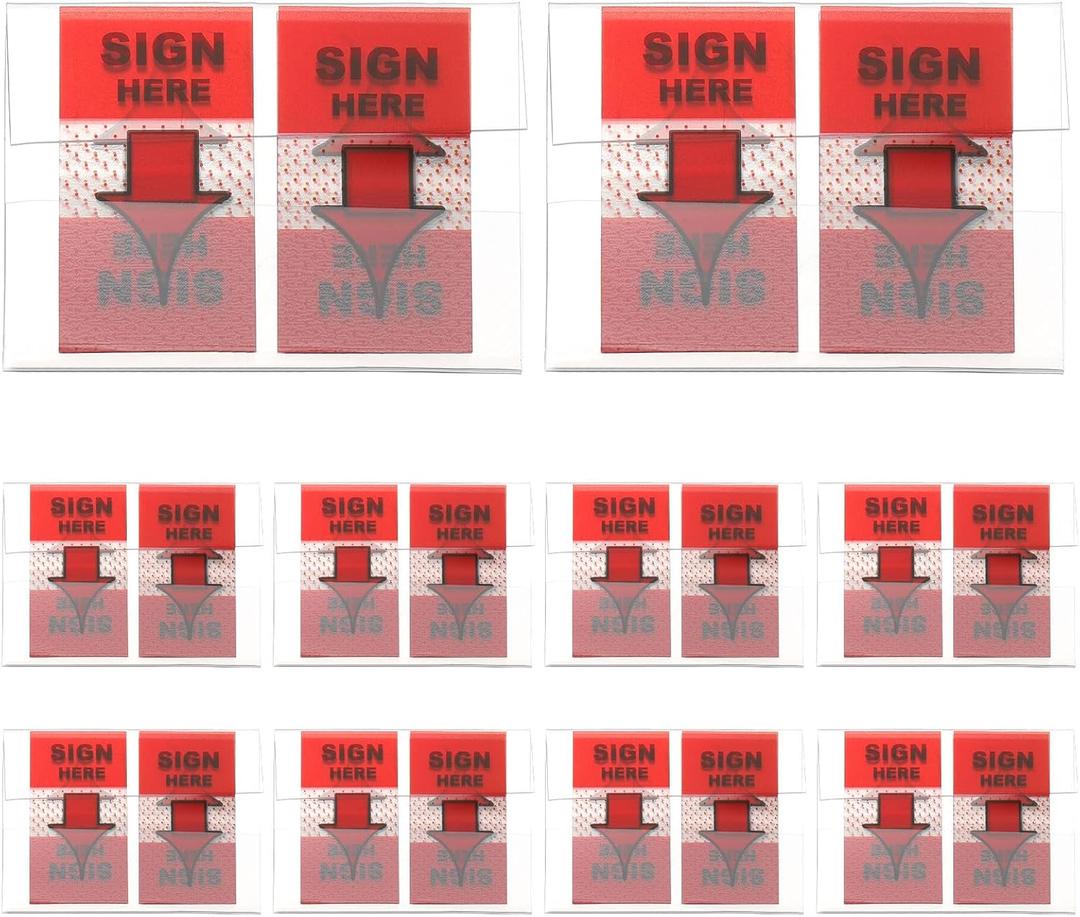 PATIKIL 500PCS Sign Here Tabs, Sign Here Post Flags Stickers Adhesive Arrow Labels Message Date Signature for Documents Office Supplies Notebook Notes,Red