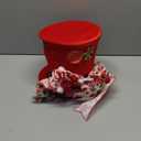 HMASYO Candy Cane Christmas Tree Topper, Velvet Red Tree Topper Hat with Candy Peppermint Bows Ribbon Ornament, Top Hat Christmas Tree Topper for Home Office Holiday Tree Decoration Xmas Gift