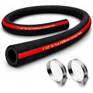 1.5" ID 48" Length Flexible Marine Fuel Filler Hose for FillerNeck with Two Hose Clamps, Fuel Tank Vent and Exhaust Hose, 1-1/2 Fuel Fill/Marine Exhaust Hose for Gasoline Methanol Ethanol Fuel, 58524