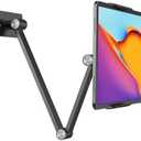 BEWISER Tablet Wall Mount Holder,360°Rotating Flexibly, Angle Adjustable, Folding Aluminium Alloy Compatible with4.7-12.9" Phone or Tablet in Kitchen/Office (Space Grey)