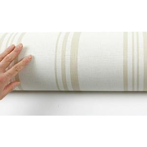 6 Count Vinyl Wallcovering With Striped Beige/White Design
