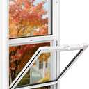 Vinyl Single Hung Sliding Window, 24" x 36" Household Window with Double-Pane Insulated Tempered Glass, White Energy-Efficient Soundproof Window for House, Mobile Home