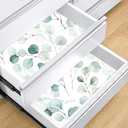 HAOKHOME Adhesive Shelf Liner Dresser Leaf Contact Paper 17.3in x 16.4ft | Peel and Stick Green White Drawer Cabinet Liners Countertop for Kitchen Bathroom Wire Desk Waterproof Removable Decorative, 17.3"W x 196"L