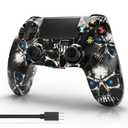 Wireless Controller for PS4, Controller for Sony PlayStation 4, Double Shock 6-Axis Motion Sensor, Sensitive Touch Pad, Built-in Speaker & Stereo Headphone Jack, Compatible with PlayStation 4/Pro/Slim (Black)