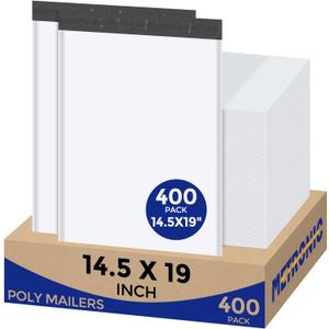 Metronic Poly Mailers 14.5x19 Inch 400pcs Shipping Bags for Clothes,Self Adhesive Shipping Envelopes for Small Business,Waterproof Mailers Poly Bags for Shipping,Packaging Mailing Bags White