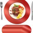 SHACOS 100Pcs Disposable Paper Placemats Red, 13" Round Place Mats Dining Table Paper Charger Table Mat for Christmas Dinner Party Wedding Birthday Banquet Table Setting Decor