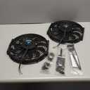 12 Inch Universal Slim Fan Push Pull Electric Radiator 12V 80W High Performance Cooling Fan Mount Kit Black Pack of 2