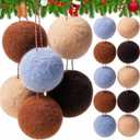 Mindsoft 20 Pcs Christmas Felt Ornaments Handmade Wool Felt Balls for Christmas Tree 2.36'' Vintage Farmhouse Hanging Rustic Natural Balls Decorations for Xmas Tree Party Decors (Brown)
