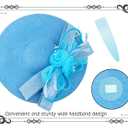 Dressfan Wide Brim Fascinator Derby Hats for Women,20s Detachable Flower Hat with Headband for Derby Church Wedding Tea Party (Blue, M)