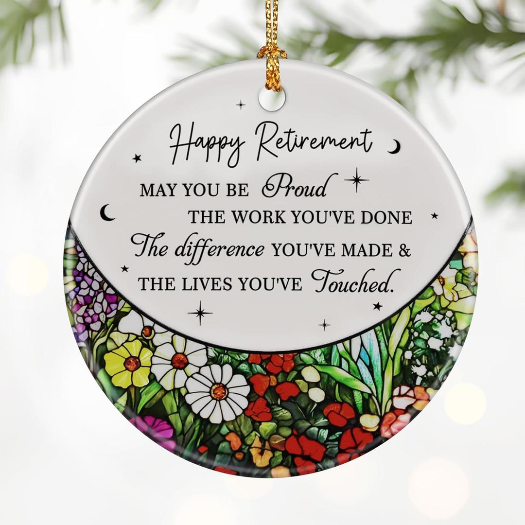 Retirement Gifts for Women & Men: Retirement Ornaments, Farewell Gifts for Retiring Coworkers, Retired Gift for Coworker, Friend, Boss, Employee, Teacher, Nurse - Christmas Ornaments(Style D)