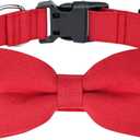 Malier Dog Christmas Collar with Bow tie, Classic Red Dog Christmas Collars for Girls and Boys, Cute Adjustable Holiday Dog Collars Puppy Collar for Small Medium Large Dogs Cats Pets (Small, Red)