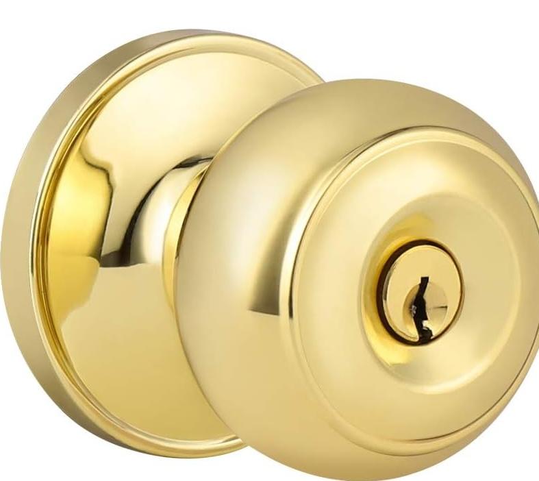 Front Door Lock Set Exterior Door Lock Set with Deadbolt, Single Cylinder Deadbolt Lock and Door Knob Set, Keyed Alike,Gold Door Knob and Deadbolt Set(1Pack Set)