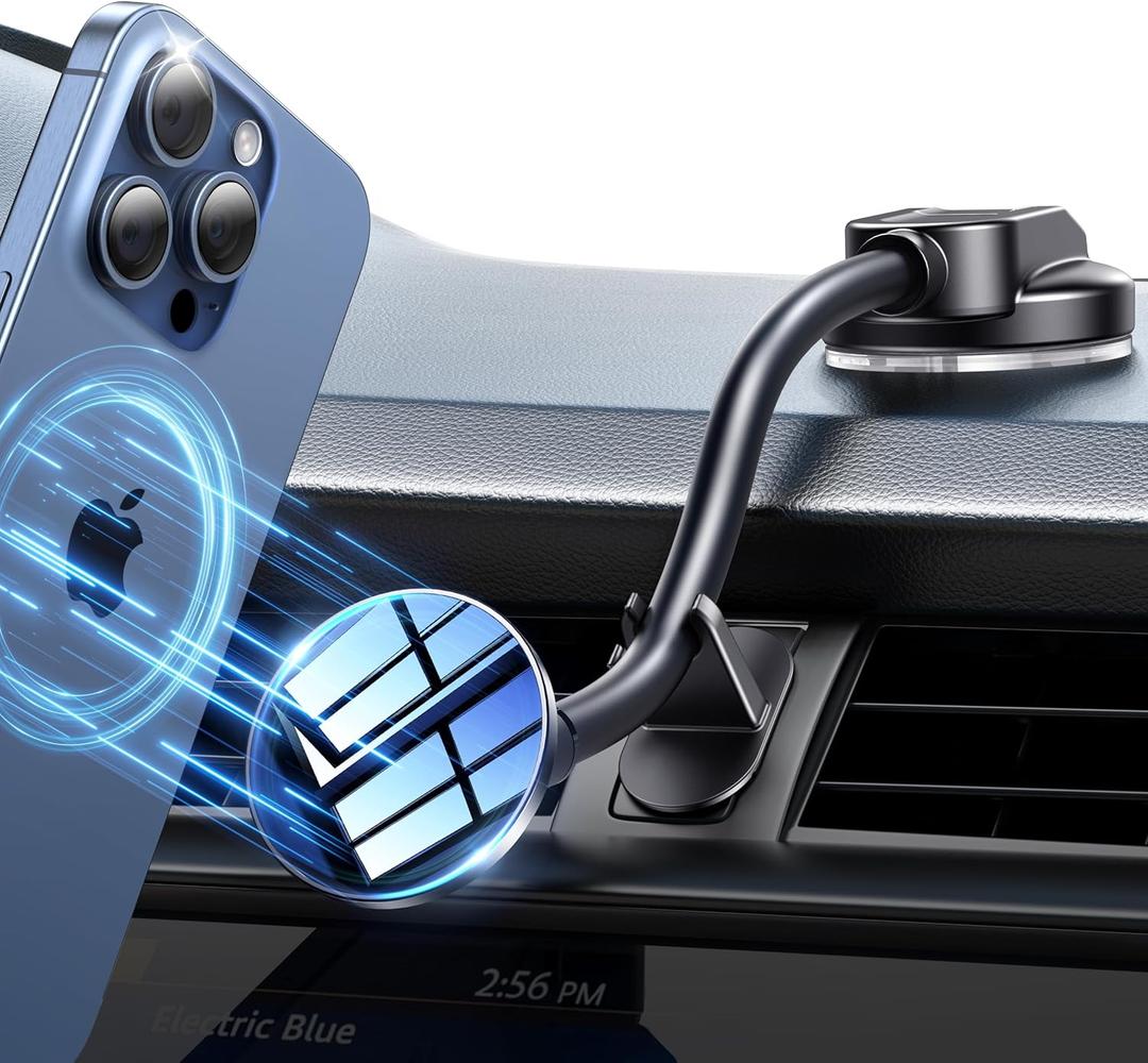 for Magsafe Car Mount [Strong Magnets & Anti-Shake] Magnetic Phone Holder for Car 18CM Long Arm Universal Dashboard Car Mount for iPhone 15 14 13 12 Pro Max Plus Mag-Safe Case & All Phones