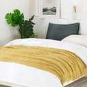 BOURINA Mustard Throw Blanket 50x60 Inches Throw Textured Solid Soft Sofa Couch Decorative Knit Blanket