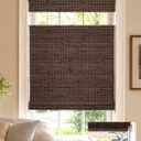 LazBlinds No Drill Cordless Bamboo Roman Shades, 33" W x 64" H, Espresso