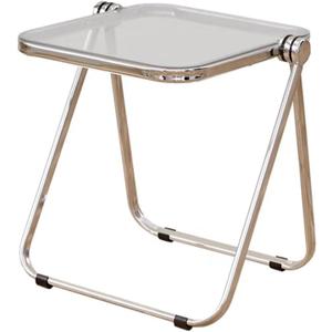 16.2"  14.1" Acrylic Folding Table, Small Lightweight End Table for Living Room, Bedroom and Small Room, Sturdy Metal Frame with No Assembly Required, Space-Saving Storage Design (Clear)