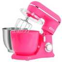 Kitchen in the box Stand Mixer, 4.5QT+5QT Two bowls Electric Food Mixer, 10 Speeds 3-IN-1 Kitchen Mixer for Daily Use with Egg Whisk, Dough Hook, Flat Beater (Neon Pink, 5QT)