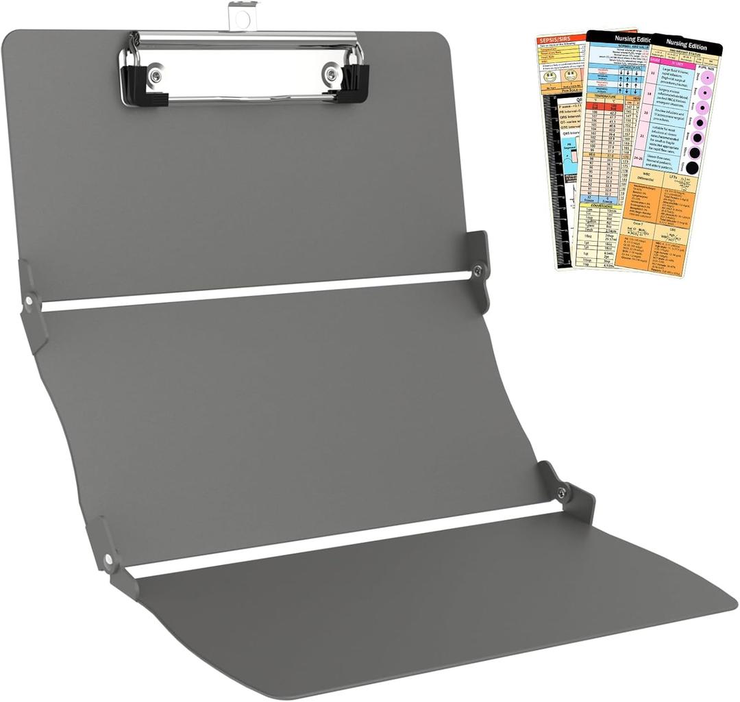 Trustnice Nursing Clipboard Foldable DIY Edition Medical Cheat Sheets Aluminum 3 Layers Foldable Clipboards Pocket Size Profile Clip Nurse Clipboards Notepad for Nurses Students, Teachers, Coaches