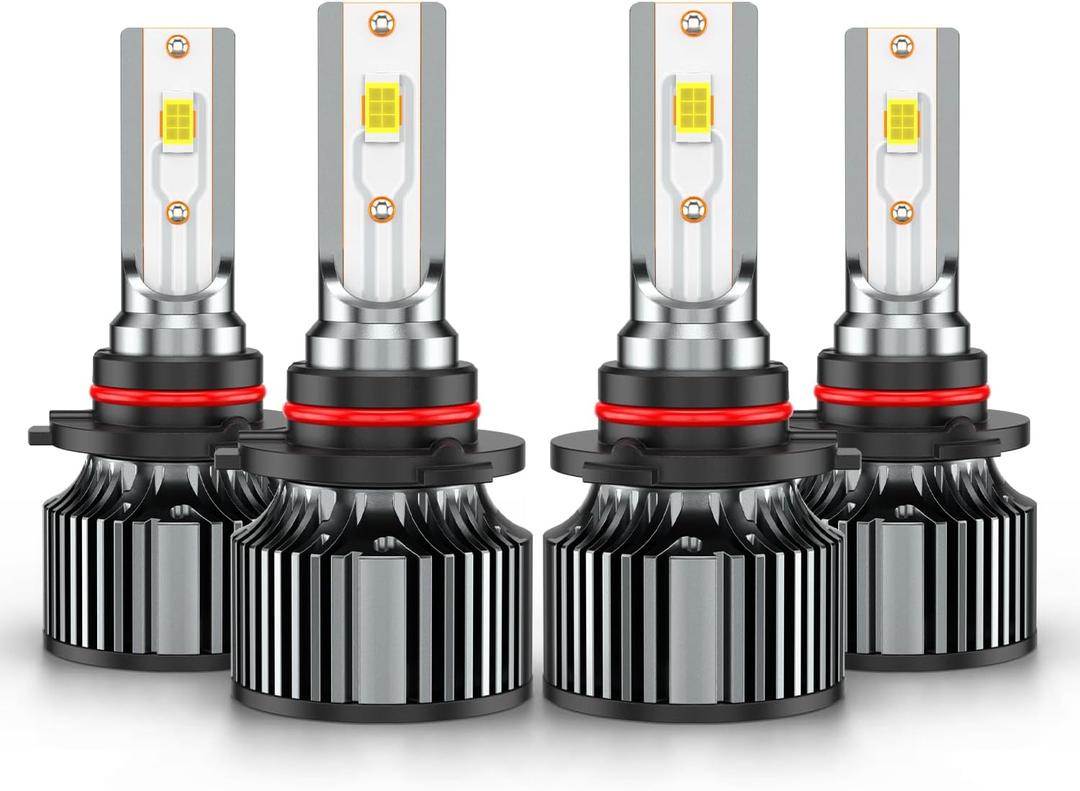 Compatible for Honda Civic High Low Beams Bulbs 2004 2005 2006 2007 2008 2009 2010 2011 2012 2013 2014 2015, 6500K White Powersports Lights With Cooling Fan, Plug-n-Play, for Off-Road Use, Pack of 4