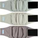 Paw Legend Washable Dogs Diapers Male Dog Belly Bands for Male Dogs Diapers Reusable Puppy Doggie Diapers Male (3 Pack, Medium) (Morandi)