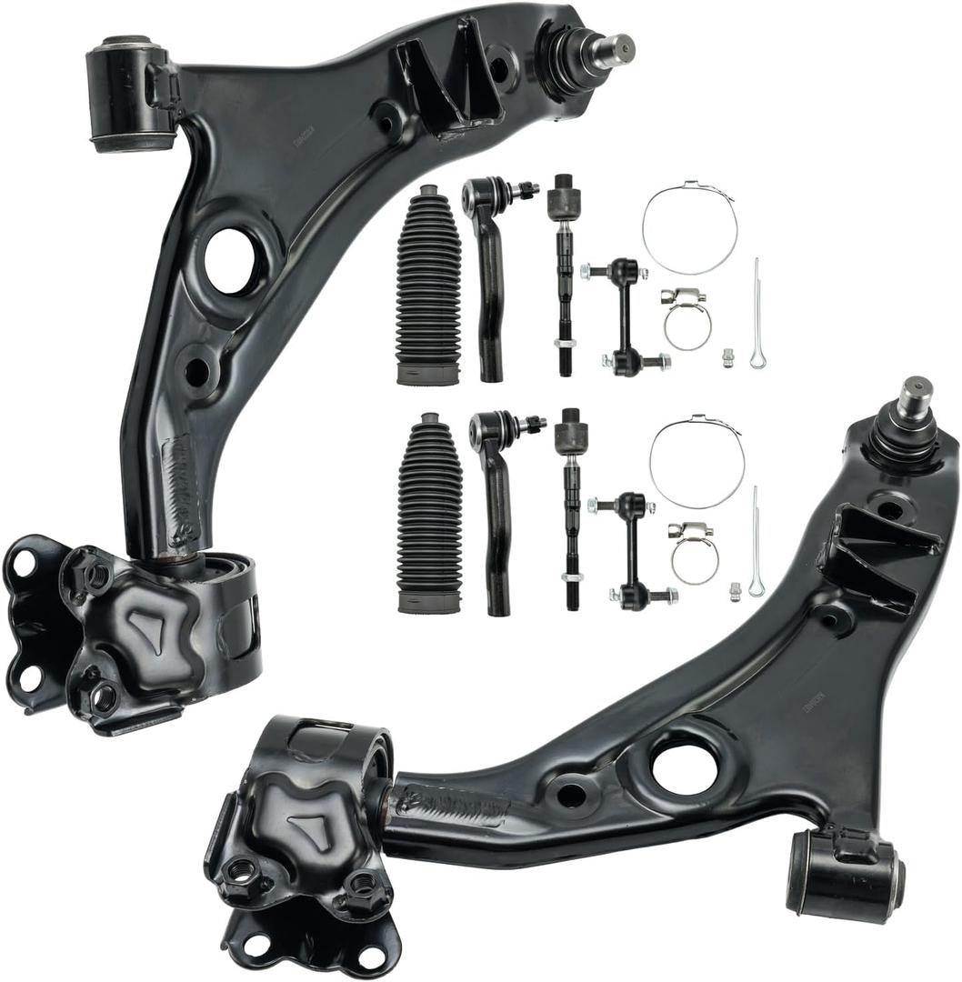 PHILTOP 10pcs Front Suspension Kit Fit for Ford Edge 2007-2014, Lincoln MKX 2007-2015, 2 Lower Control Arms 2 Sway Bars 4 Inner & Outer Tie Rods 2 Boots Replacement