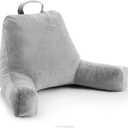 LINENSPA Reading Pillow with Shredded Memory Foam- Back Pillow for Sitting in Bed, Reading, Gaming, Watching TV  Chair Pillow with Arms, Dorm Room Essentials, Stone (Standard without Neck Support)