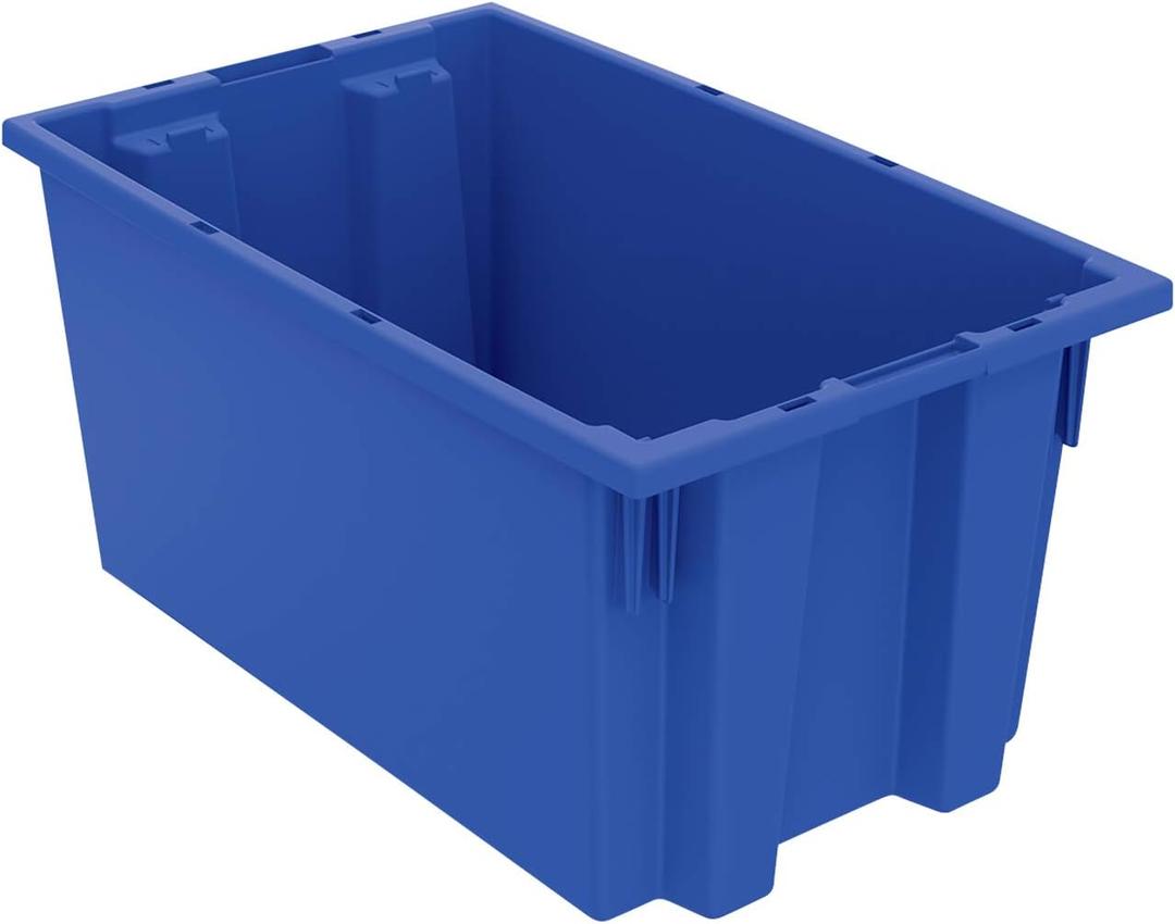 Akro-Mils 35185 Nest and Stack Plastic Storage Container and Distribution Tote, (18-Inch L x 11-Inch W x 9-Inch H), Blue, (6-Pack)