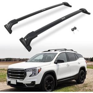 265LBS Lockable Cross Bars Roof Rack Fit for 2018-2024 GMC Terrain & Chevy Chevrolet Equinox Aluminum Crossbars Cargo Bar Luggage Baggage Carrier Rooftop Accessories, for Storage Bag Kayak Canoe Bike