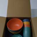 Wheat straw plates and bowls sets of 16 - Unbreakable wheat straw dinnerware sets for kids - Alternative plastic dinnerware set service for 4 - Microwave safe and Dishwasher safe bowls. Colorful (Blue,Green,Yellow,Orange)