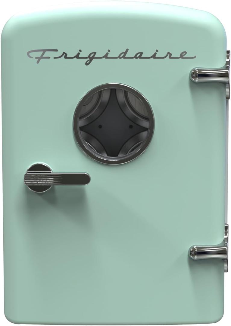 Frigidaire EFMIS171 Retro Mini Portable Personal Fridge - Ideal for Home, Office or Dorm - Includes Carrying Handle, AC/DC Wall/Car Charger (Green)