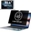 IPROKKO 360 Privacy Screen Macbook Air 13.6/13 Inch (2022-2025, M2, M3, M4),Matte Anti Glare Blue Light 13.6" Mac Scratch Resistant Laptop Screen Protector Filter