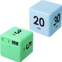 Weewooday 2 Pieces Cube Productivity Timer Flip Gravity Sensor Flip Countdown Countup Workout Timer Management 1 3 5 10 Minutes and 15 20 30 60 Minutes for Work Learning Kitchen Cooking (Green, Blue)
