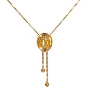 Western Cowgirl Hat Necklace for Women, Adjustable Long Chain Y Necklaces Trendy Cowboy PendantBolo Tie Country Jewelry Accessories Gifts (Gold)