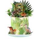 Dinosaur Cake Toppers Dinosaur Figures Model Grass Cake Decorations for Dinosaur Theme Jungle Birthday Supplies (Style 1)