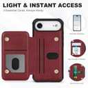 TUCCH Card Case Wallet for iPhone Air (6.5-inch) 2025, RFID Blocking 3 Card Slots, Crossbody Lanyard Strap, Clear ID Window, Undetachable Wallet, Magnetic, PU Leather Shockproof Phone Cover, Dark Red