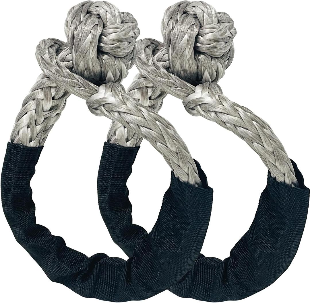 Sutekus Synthetic Soft Shackle Synthetic Road Recovery Rope Recovery Offroad Tow Shackles for UTV ATV SUV Trucks (1/2" x 21" Grey Shackles)