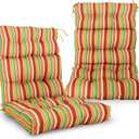 EAGLE PEAK Tufted Outdoor/Indoor High Back Patio Chair Cushions, Set of 2, 46'' x 22'', Rainbow