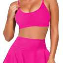 Pink Queen Women's High Waisted Bikini Set Two Piece Swimsuit Scoop Neck Spaghetti Straps Swim Skirt Bathing Suit (Medium)