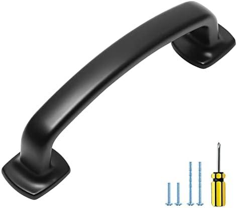 Ravinte Arch Cabinet Pulls Solid 10 Pack 3 Inch Matte Black Kitchen Cabinet Handles Flat Square Foot Curved Drawer Pulls Hardware for Kitchen Cabinet
