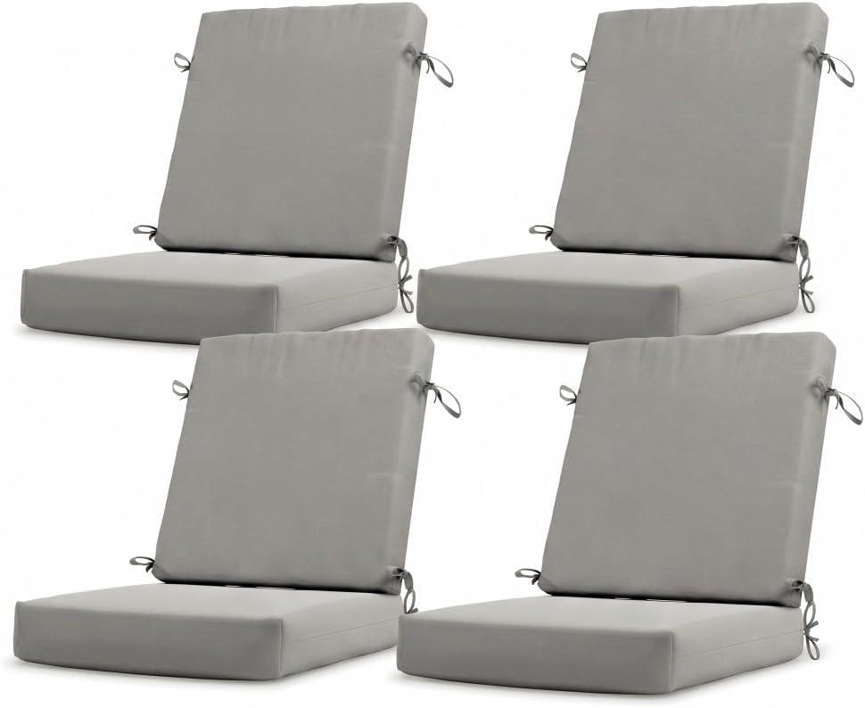 California Umbrella Outdoor Dining Chair, Set of 4 Patio Seat Cushions, 20 x 40 Inch, Premium Outdoor Memory Foam, Fade Resistant, Sunbrella Fabric, Fabric Ties, Granite