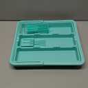 Silverware Organizer - Expandable Large Kitchen Drawer Organizer Utensil Organizer with 2 Knife Block Inserts, 22"x 19"Cutlery Tray with Drawer Dividers for Kitchen Flatware (Turquoise)