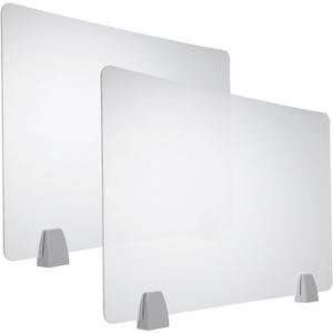 PATIKIL 40x60cm Desk Divider,2Set Desk Privacy Panel Acrylic Office Partition Boards Table Testing Dividers Panel Sneeze Guard Protective Shield for Office Kitchen Sink,Frosted Transparent