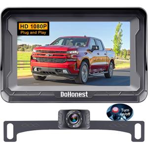 DoHonest Backup Camera and Monitor Kit HD 720P Easy Installation for Car/Suv/Pickup/Truck/Van/RV/Trailer Single Power Rear View System Driving/Reversing Use IP68 Waterproof Night Vision