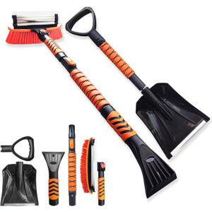 2025 45" Car Snow Brush & Ice Scraper for Windshield  Upgraded Extendable Snow Shovel with 360° Pivoting Head & Foam Grip  Fits Cars, Trucks, SUVs (Neon Orange)
