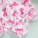 Yccutest Little Toddler Girl Long Sleeve One Piece Swimsuit Pink Bow Print Rash Guard Bathing Suit for Girls Kids Swimwear (12-18 Months)