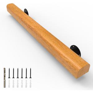 2FT Wood Stair Handrails Wall Mount, Hand Railings for Stairs Indoor Outdoor, Non-Slip Staircase Handrail for Corridor, Lofts, Patio, Kindergarten Guardrail (Size: 2ft)